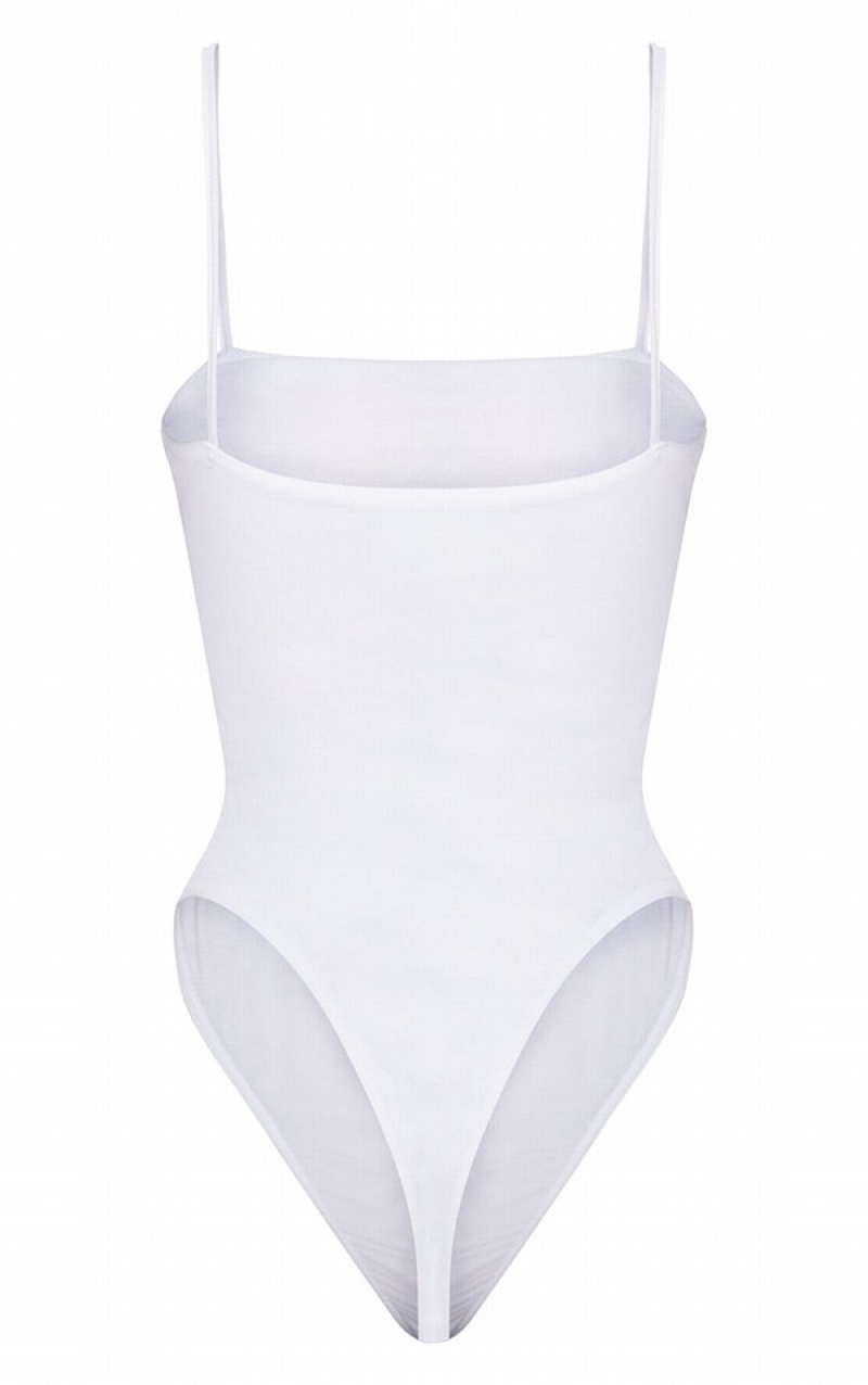 Body-uri Pretty Little Thing Shape Mesh Ruched Detail Albi | IFRX34762