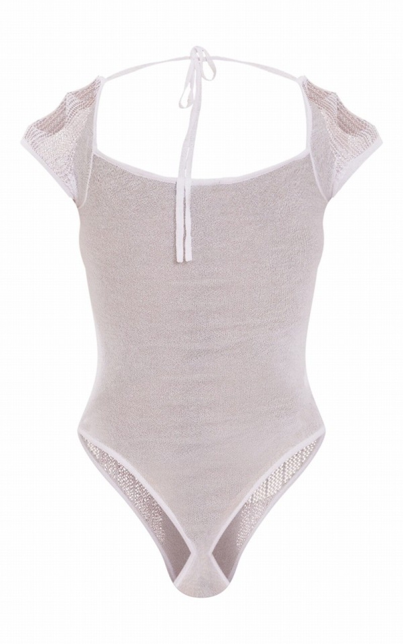 Body-uri Pretty Little Thing Sheer Knit Cut Out Panelled Albi | PEZN10257