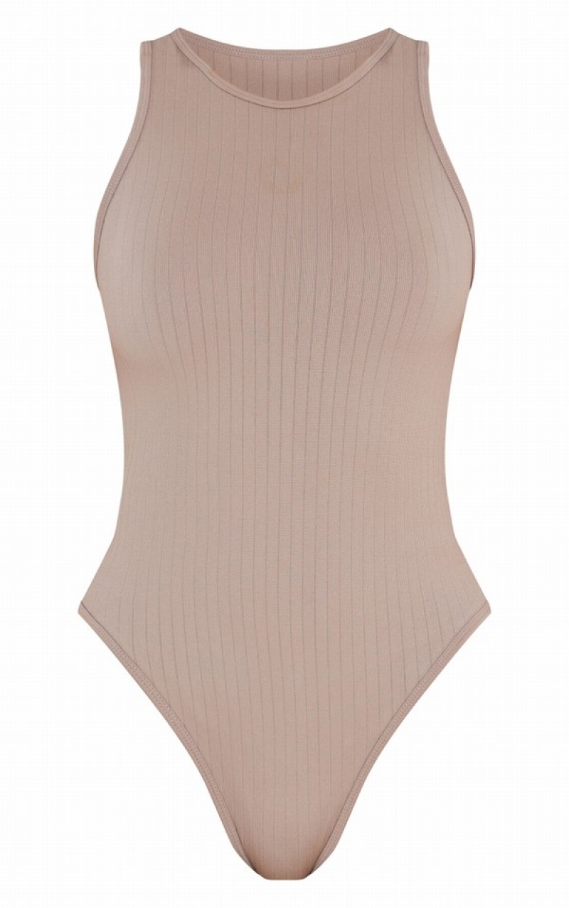 Body-uri Pretty Little Thing Stone Largi Snatched Rib Racer Gri | UXOW96541