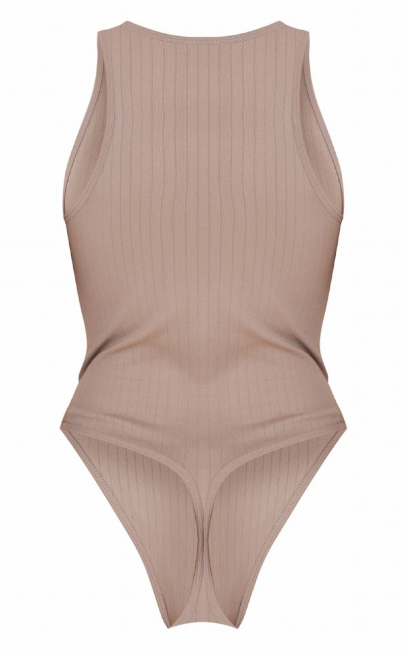 Body-uri Pretty Little Thing Stone Largi Snatched Rib Racer Gri | UXOW96541