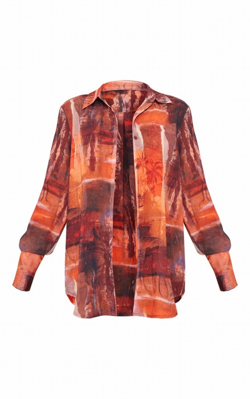 Camasa Pretty Little Thing Abstract Print Oversized Beach Maro | ZFGO81049
