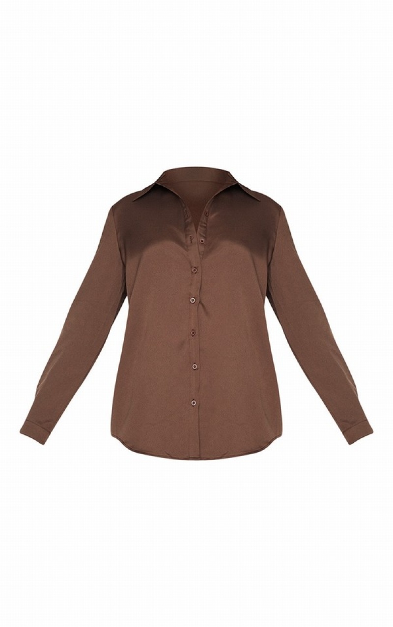 Camasa Pretty Little Thing Mocha Oversized Long Sleeve Bej | IZPT81564