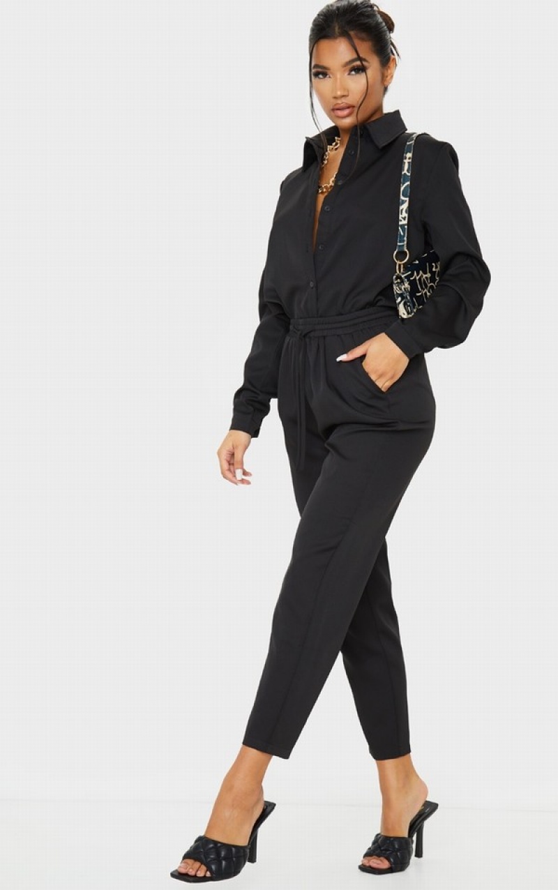 Camasa Pretty Little Thing Oversized Long Sleeve Negrii | EWVJ02386