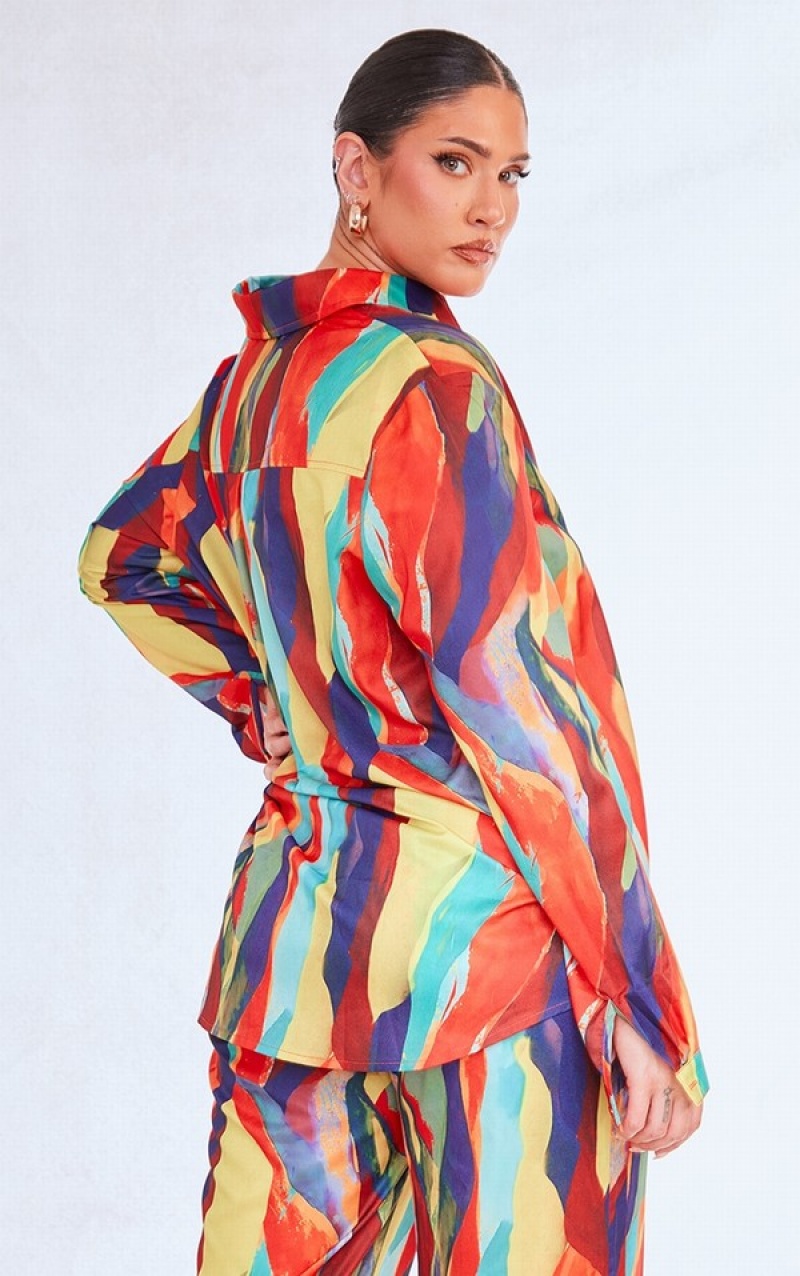 Camasa Pretty Little Thing Plus Multi Print Oversized Colorati | LGZC63152