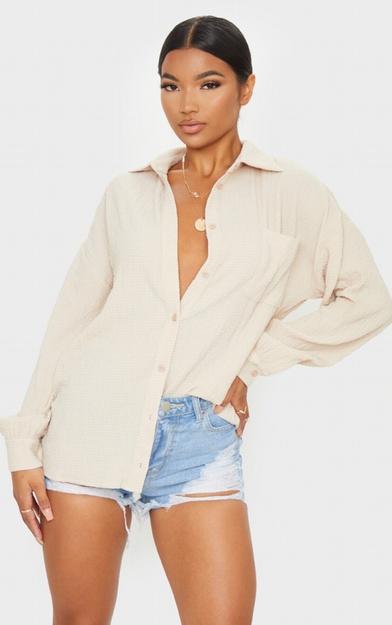 Camasa Pretty Little Thing Stone Pocket Front Oversized Maro | KOJV65198