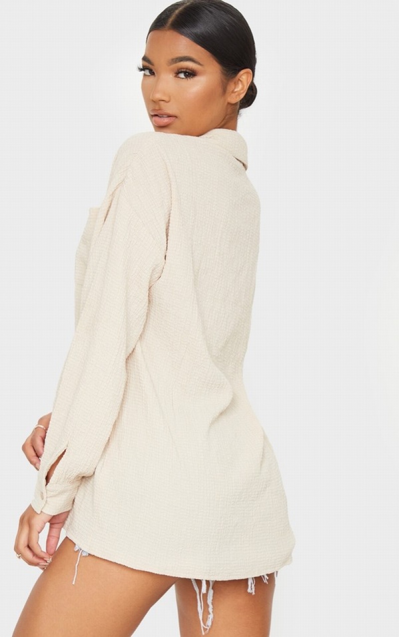 Camasa Pretty Little Thing Stone Pocket Front Oversized Maro | KOJV65198