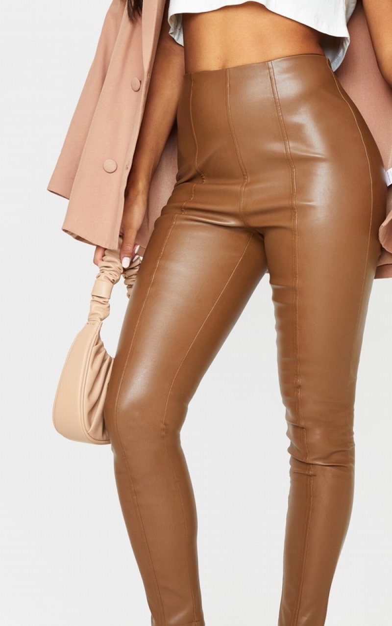 Colanti Pretty Little Thing Faux Piele Stretch Ciocolata | SAKQ71685