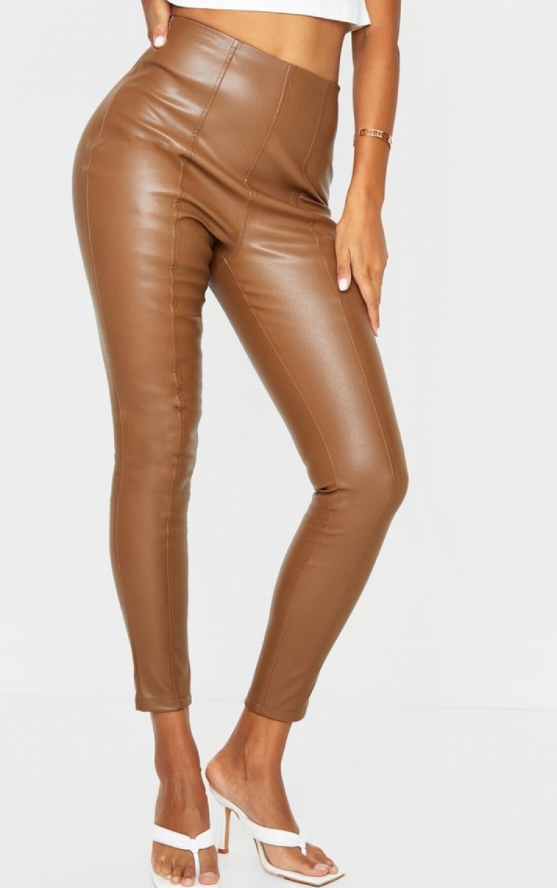 Colanti Pretty Little Thing Faux Piele Stretch Ciocolata | SAKQ71685