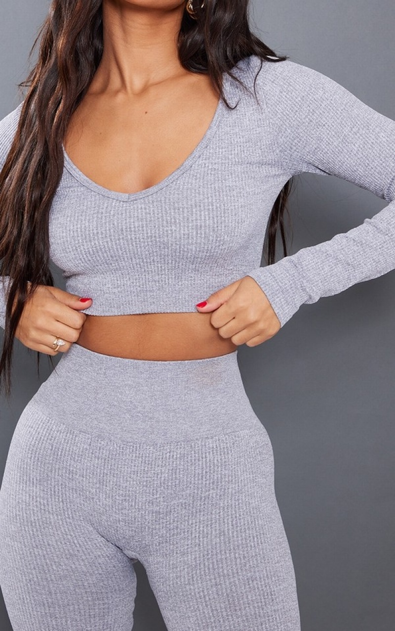 Colanti Pretty Little Thing Petite Marl Contour High Waisted Gri | ALNJ13482