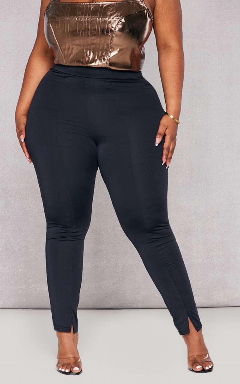 Colanti Pretty Little Thing Plus Seam Detail Slinky Split Hem Negrii | TKOF31576