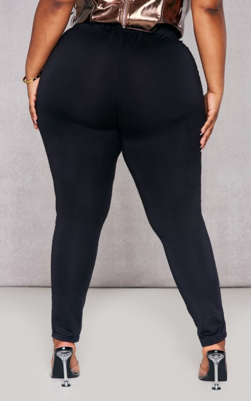 Colanti Pretty Little Thing Plus Seam Detail Slinky Split Hem Negrii | TKOF31576