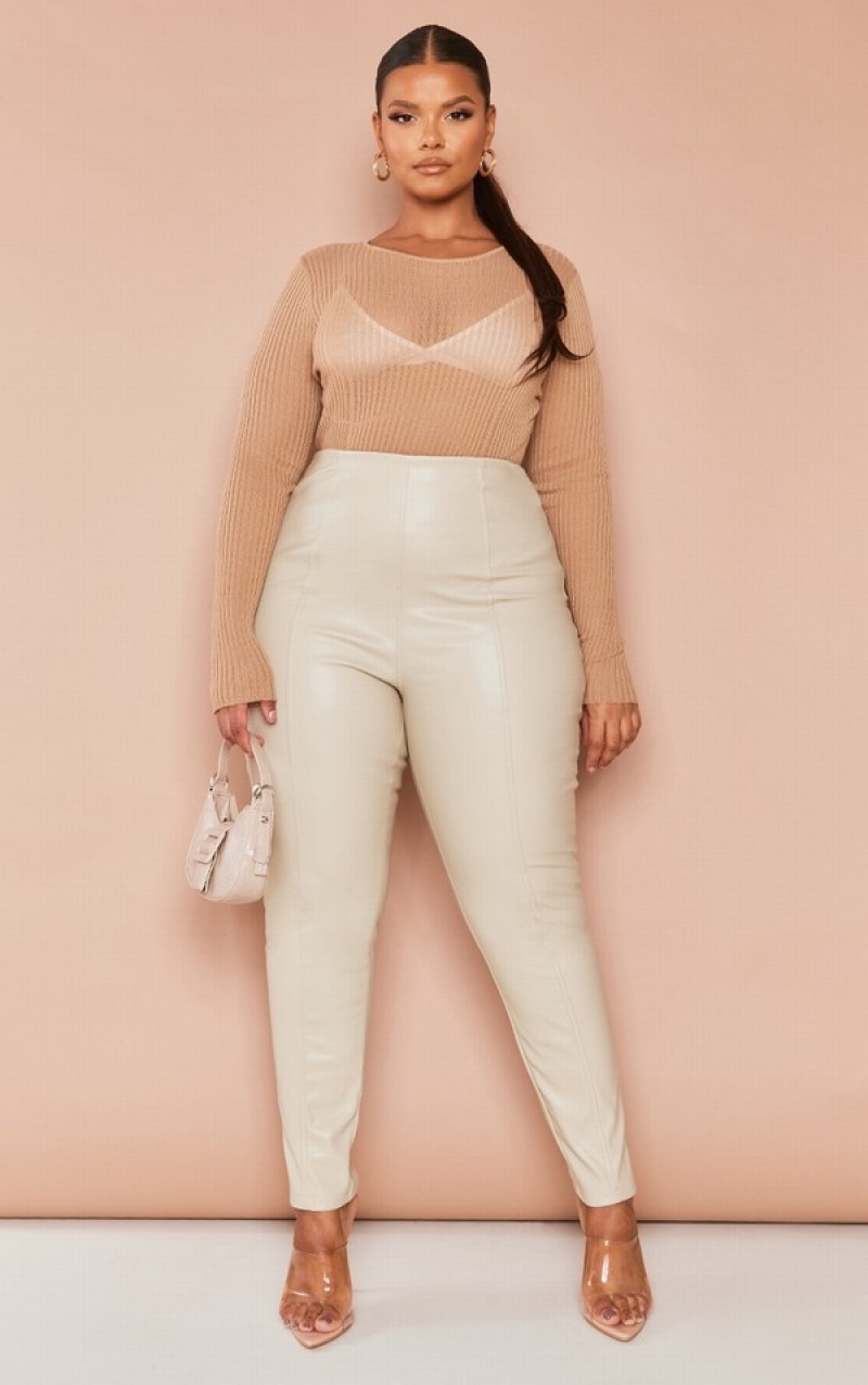 Colanti Pretty Little Thing Plus Stone Faux Piele Stretch Gri | ITJF86140