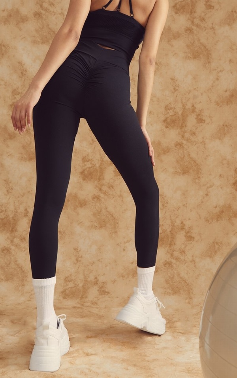 Colanti Pretty Little Thing Sculpt Luxe Ruched Bum Gym Negrii | HUCQ98541