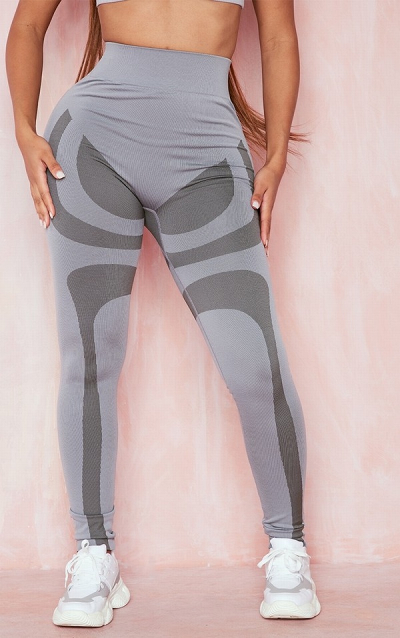 Colanti Pretty Little Thing Shape Greynded Contour Detail Gym Gri | RTLZ65142