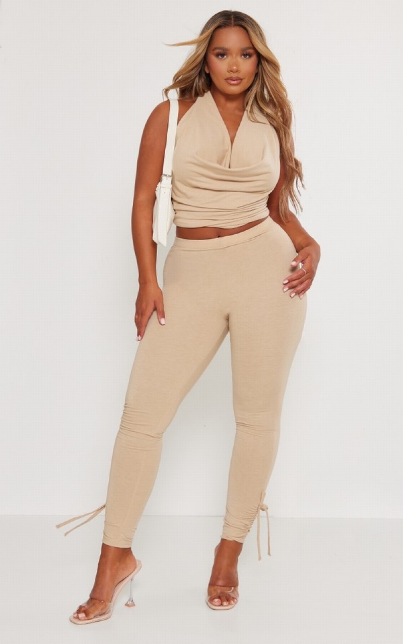 Colanti Pretty Little Thing Shape Taupe Contour Jersey Ruched Cuff Gri Maro | EWKP16395