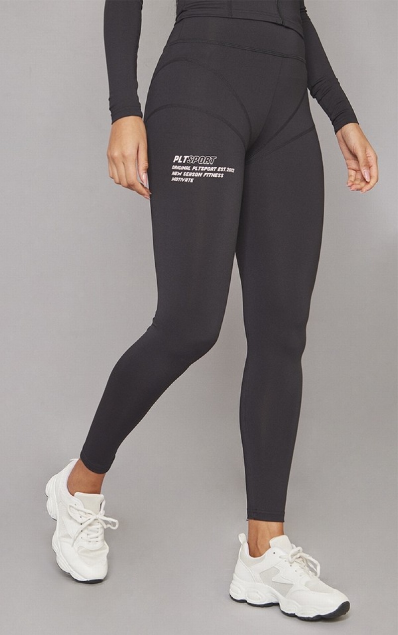 Colanti Pretty Little Thing Stitch Detail Gym Negrii | UDXK45367