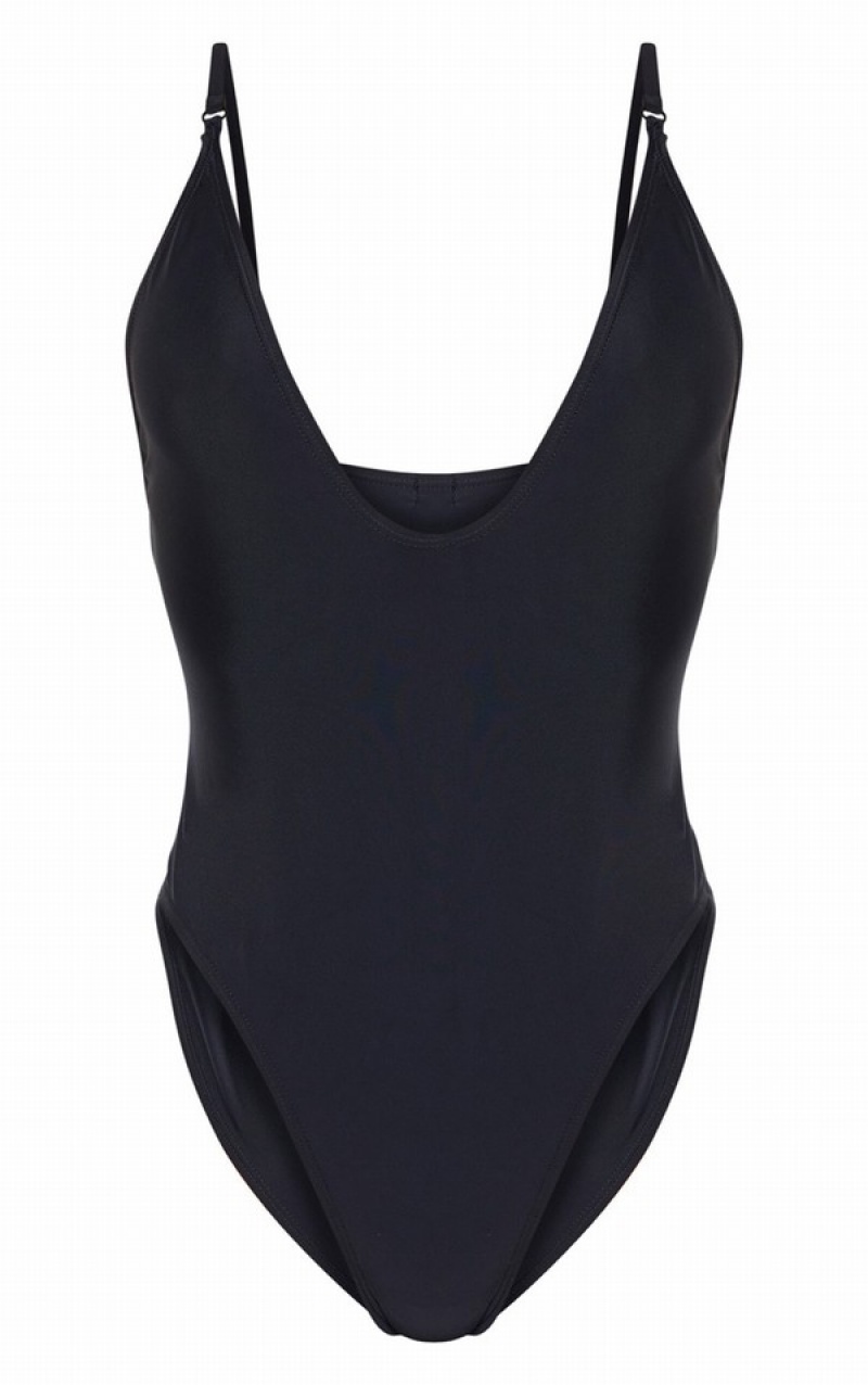 Costume De Baie Pretty Little Thing Basic Low Scoop Negrii | PSGF10826