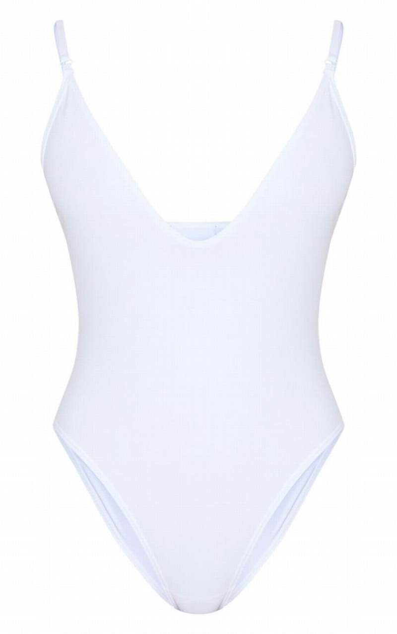 Costume De Baie Pretty Little Thing Basic Low Scoop Albi | QDKL78235