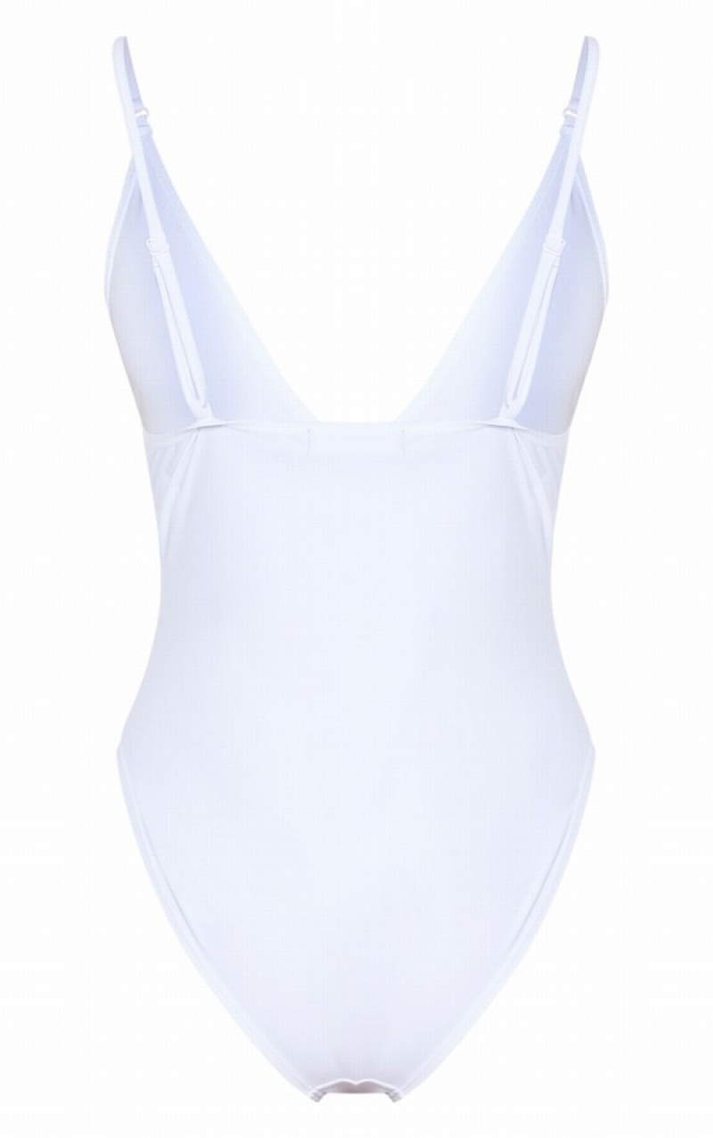 Costume De Baie Pretty Little Thing Basic Low Scoop Albi | QDKL78235