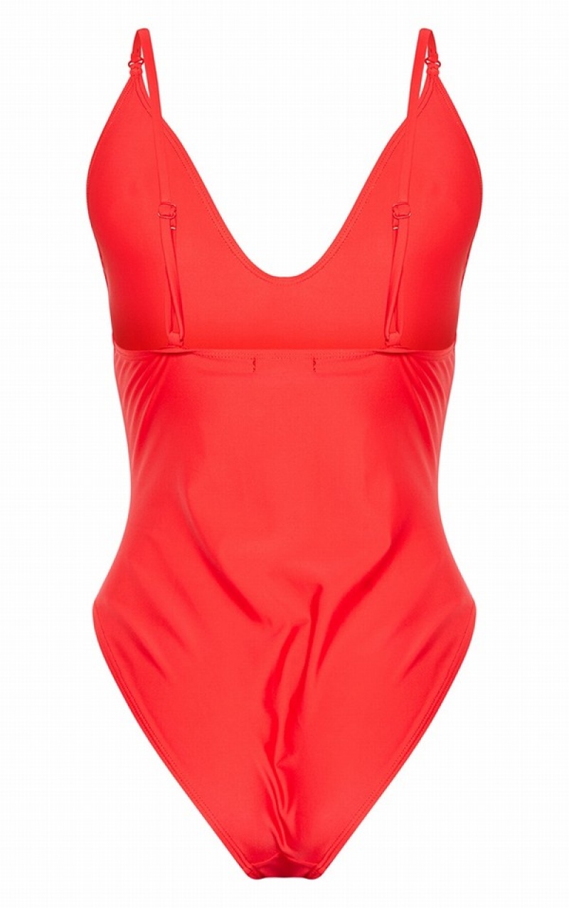 Costume De Baie Pretty Little Thing Basic Low Scoop Rosii | PFJT90821