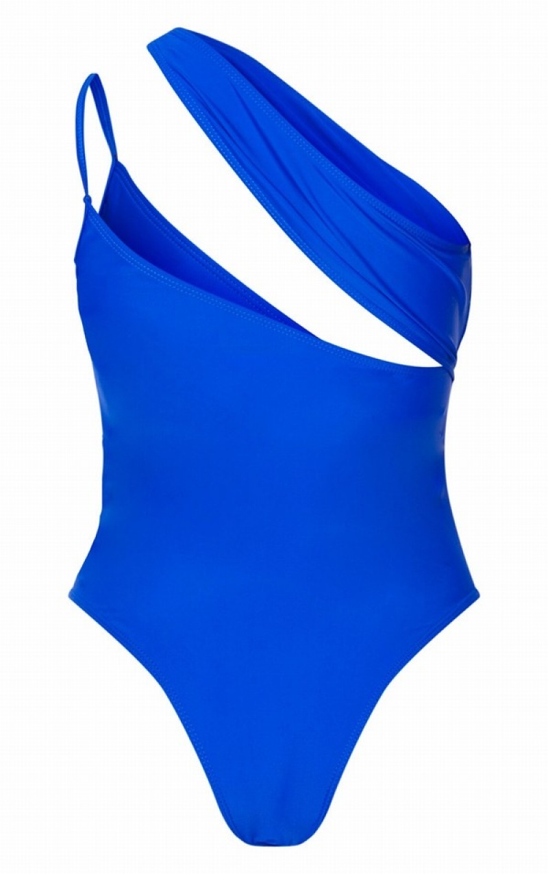 Costume De Baie Pretty Little Thing Cobalt Asymmetric Double Curea Albastri Inchis | ZUMB04617