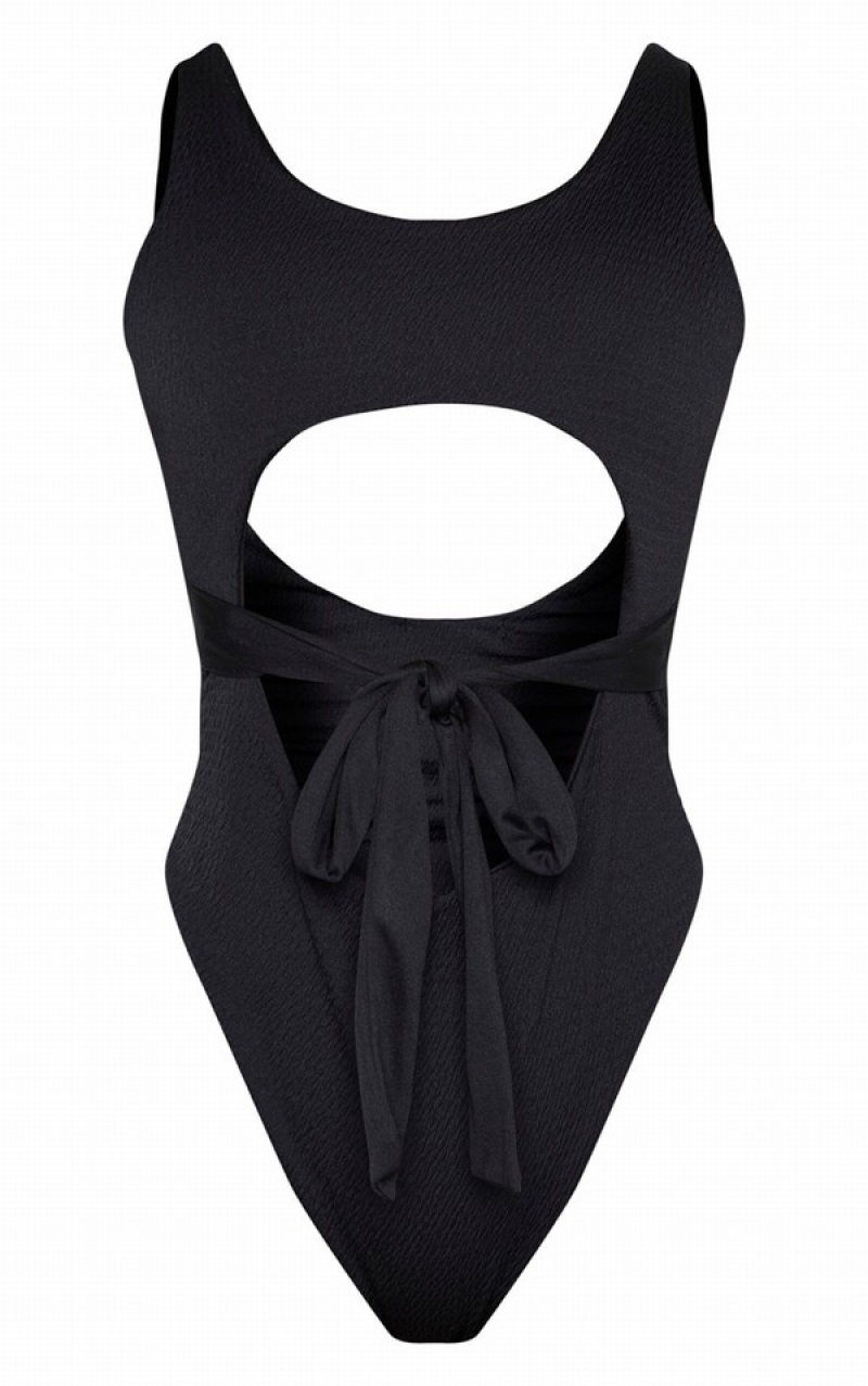 Costume De Baie Pretty Little Thing Crinkle Cut Out ed Negrii | XDYS25937