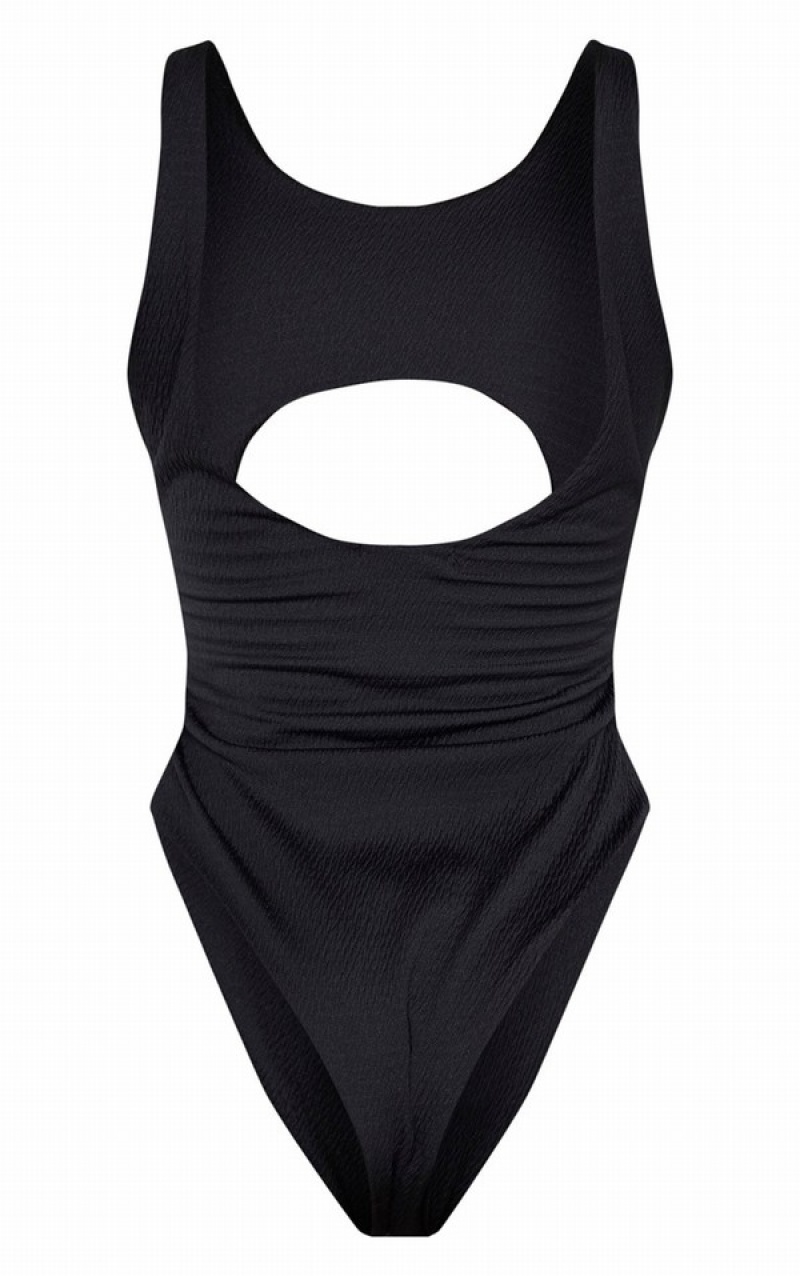 Costume De Baie Pretty Little Thing Crinkle Cut Out ed Negrii | XDYS25937