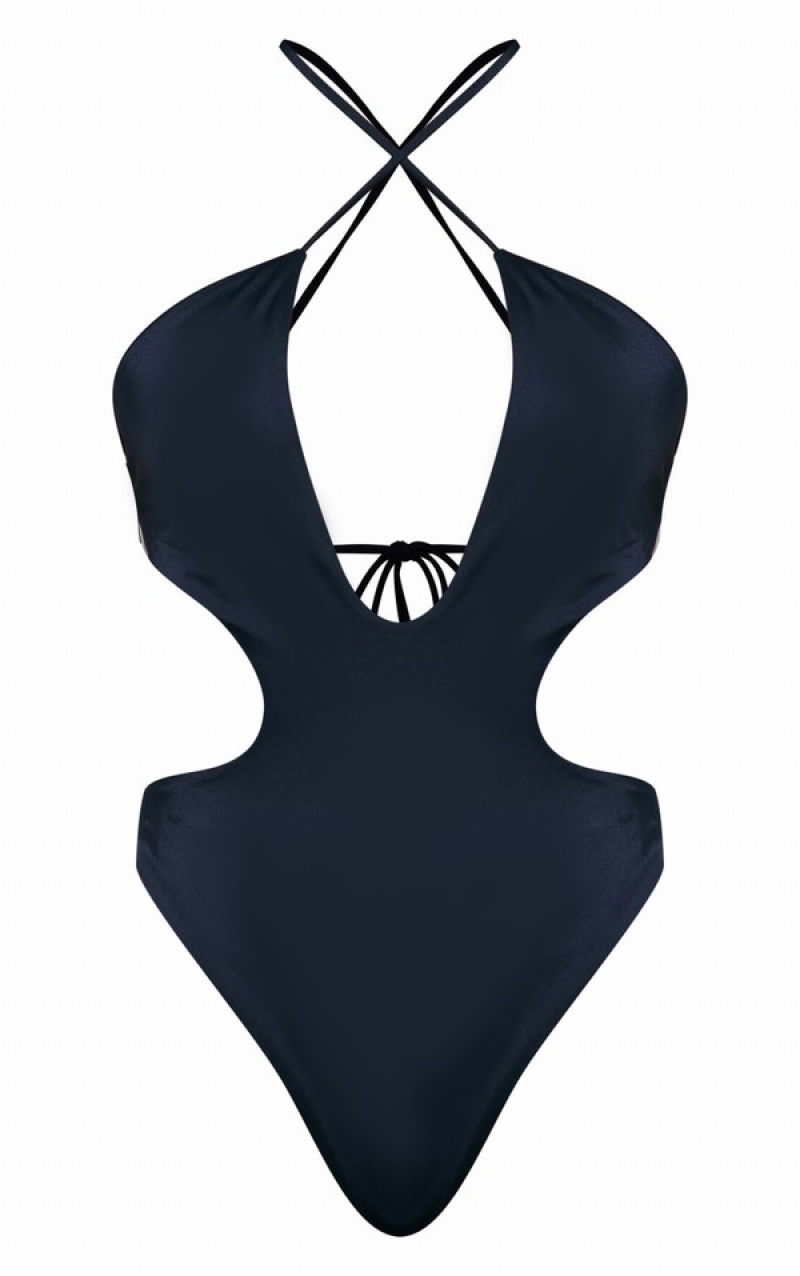 Costume De Baie Pretty Little Thing Cut Out Cross Front Negrii | JVYR06493