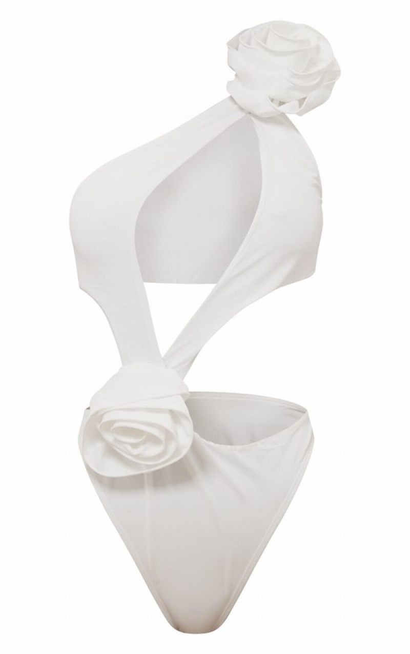 Costume De Baie Pretty Little Thing Flower Detail Cut Out Asymmetric Albi | ICAS20786
