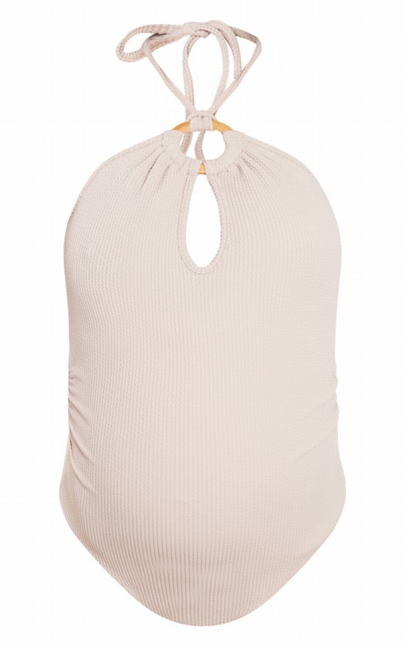 Costume De Baie Pretty Little Thing Maternity Stone TextuDetail Gri | FLYK79504