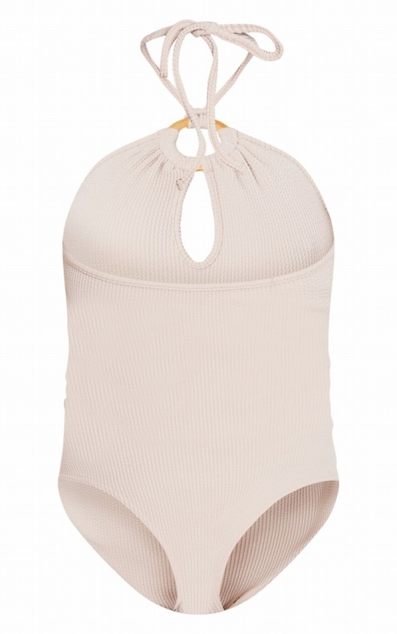 Costume De Baie Pretty Little Thing Maternity Stone TextuDetail Gri | FLYK79504