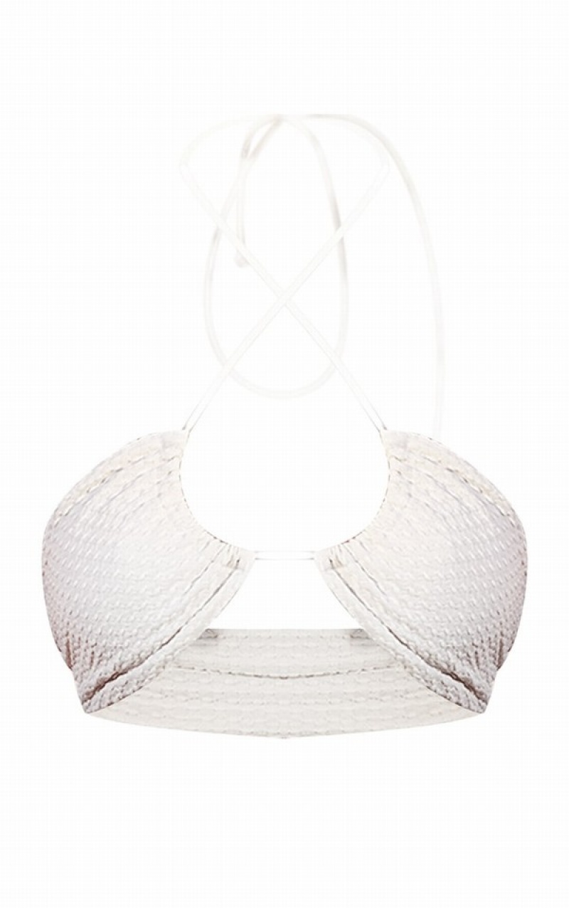 Costume De Baie Pretty Little Thing Nude Waffle Texture Halterneck Bej | EMBA80241