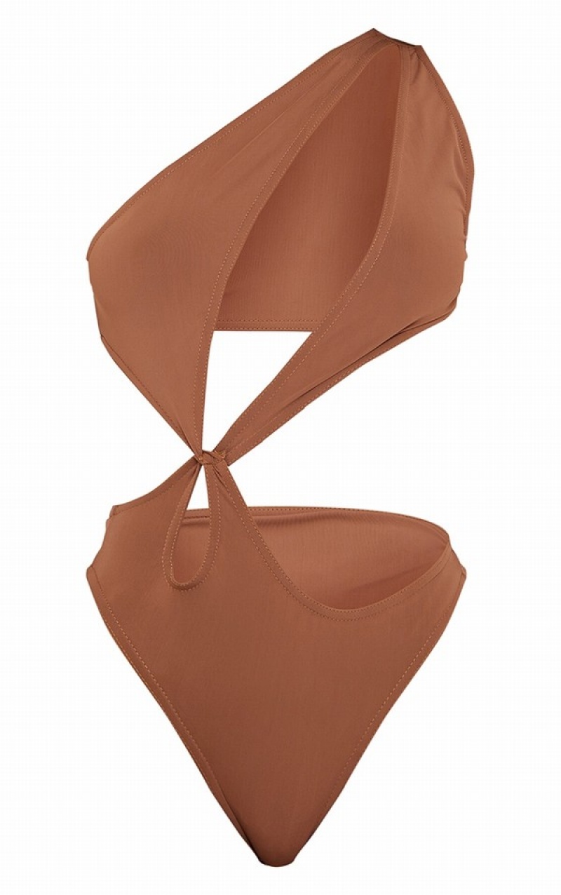 Costume De Baie Pretty Little Thing One Shoulder Loop Maro | URDV59617