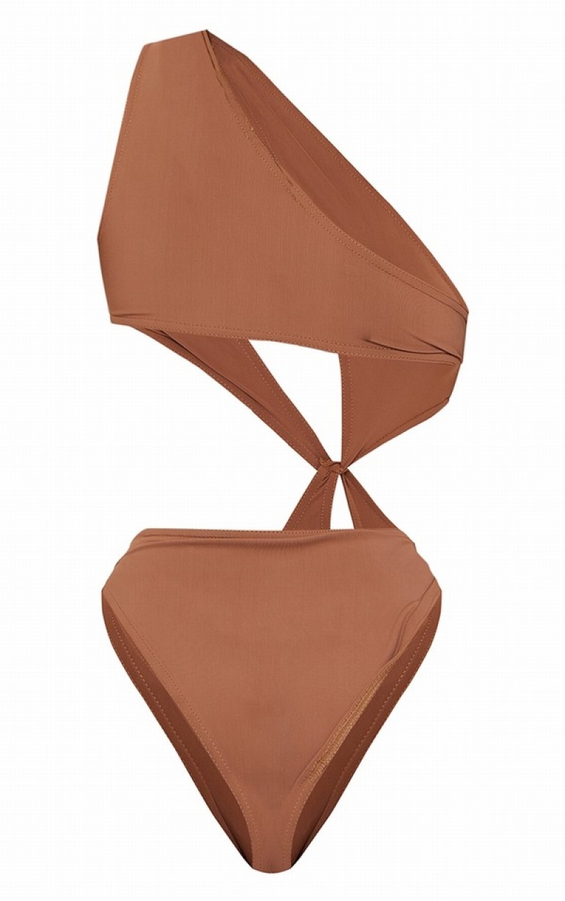 Costume De Baie Pretty Little Thing One Shoulder Loop Maro | URDV59617