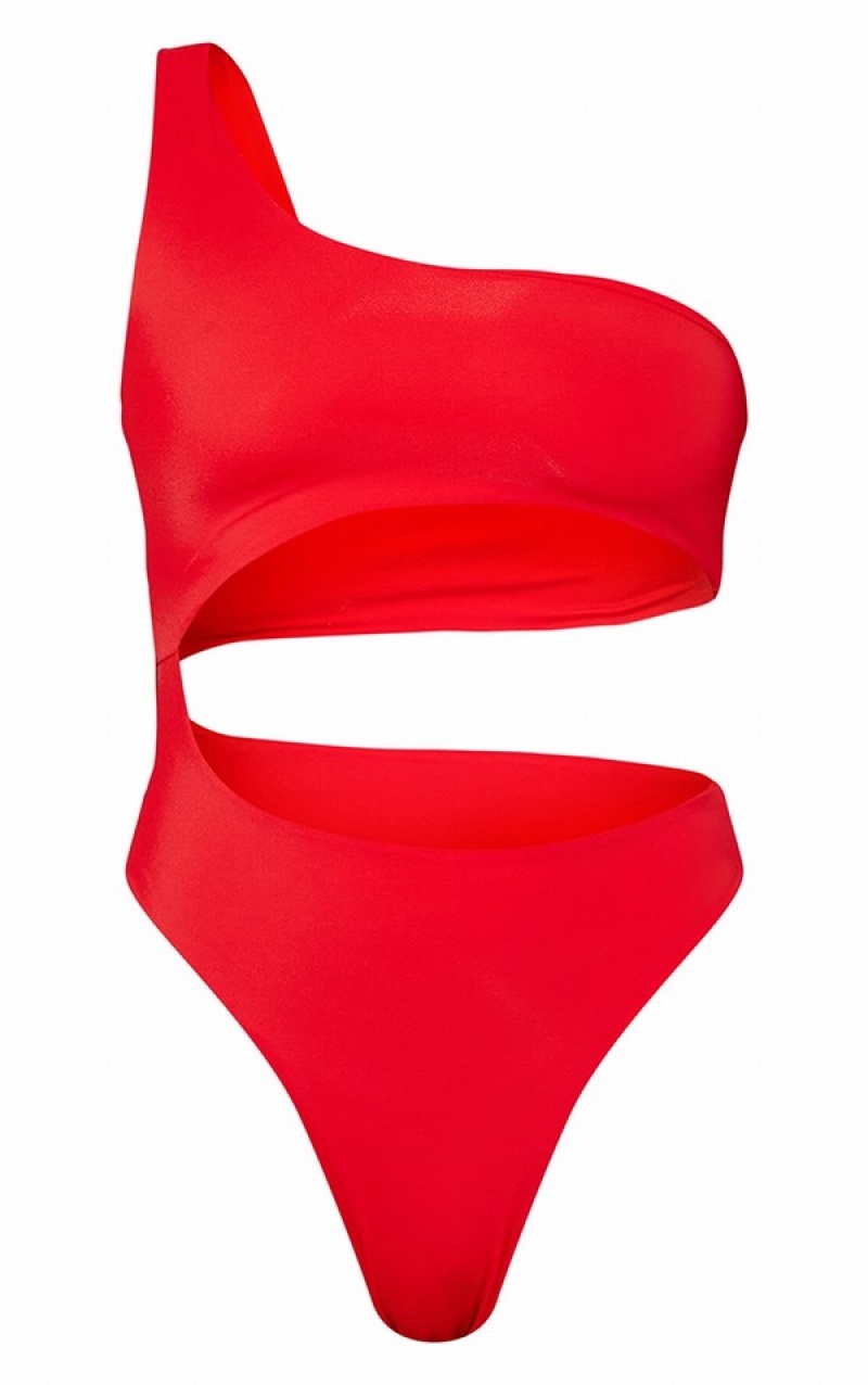 Costume De Baie Pretty Little Thing One Shoulder Cut Out Rosii | SQFY65891