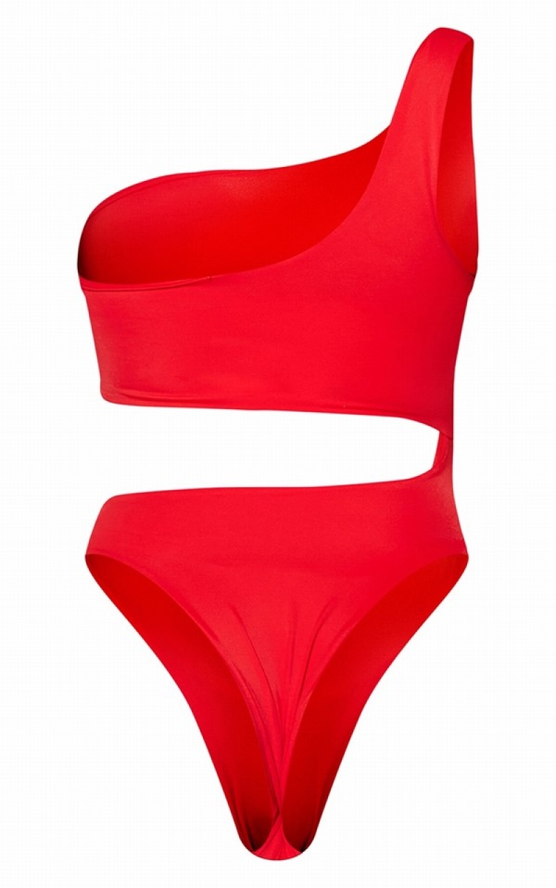 Costume De Baie Pretty Little Thing One Shoulder Cut Out Rosii | SQFY65891