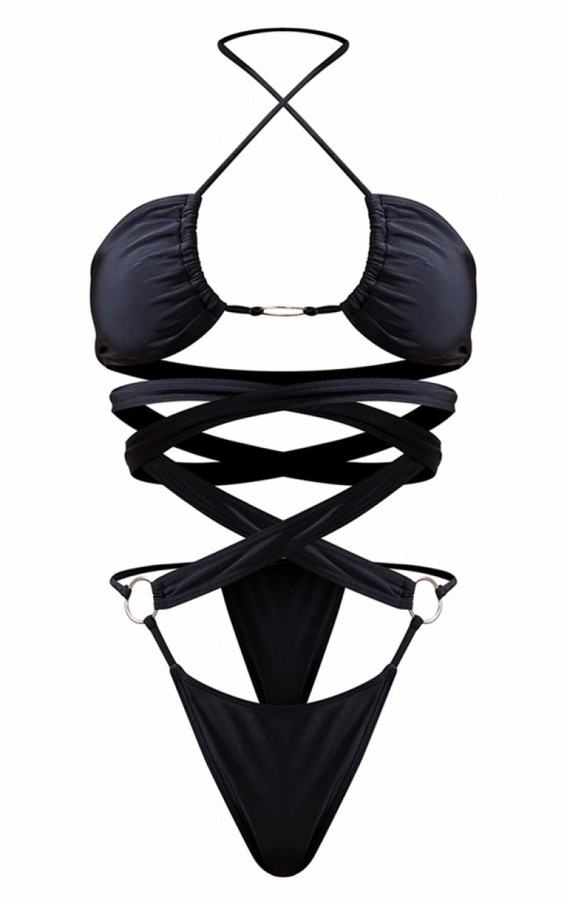 Costume De Baie Pretty Little Thing O-ring Cut Out Negrii | LNFJ45871