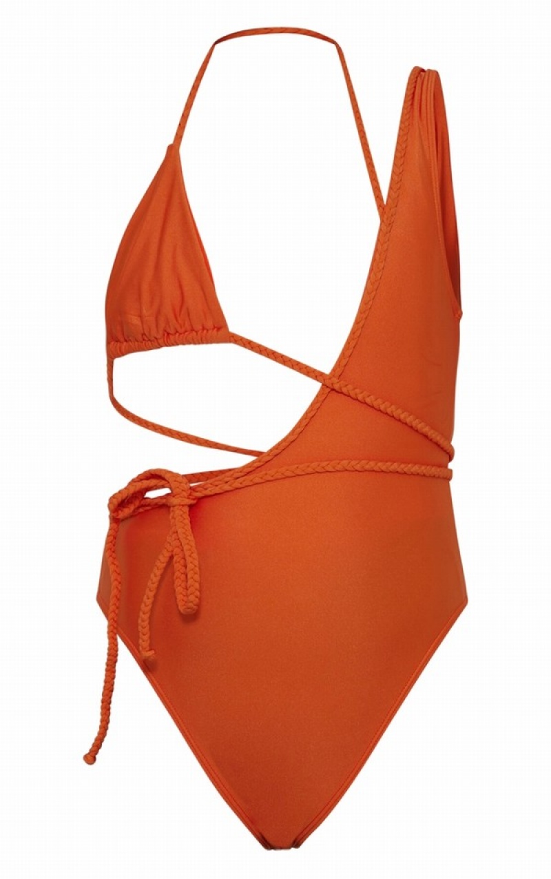 Costume De Baie Pretty Little Thing Plait Detail Asymmetric Portocalii | EXIF04312
