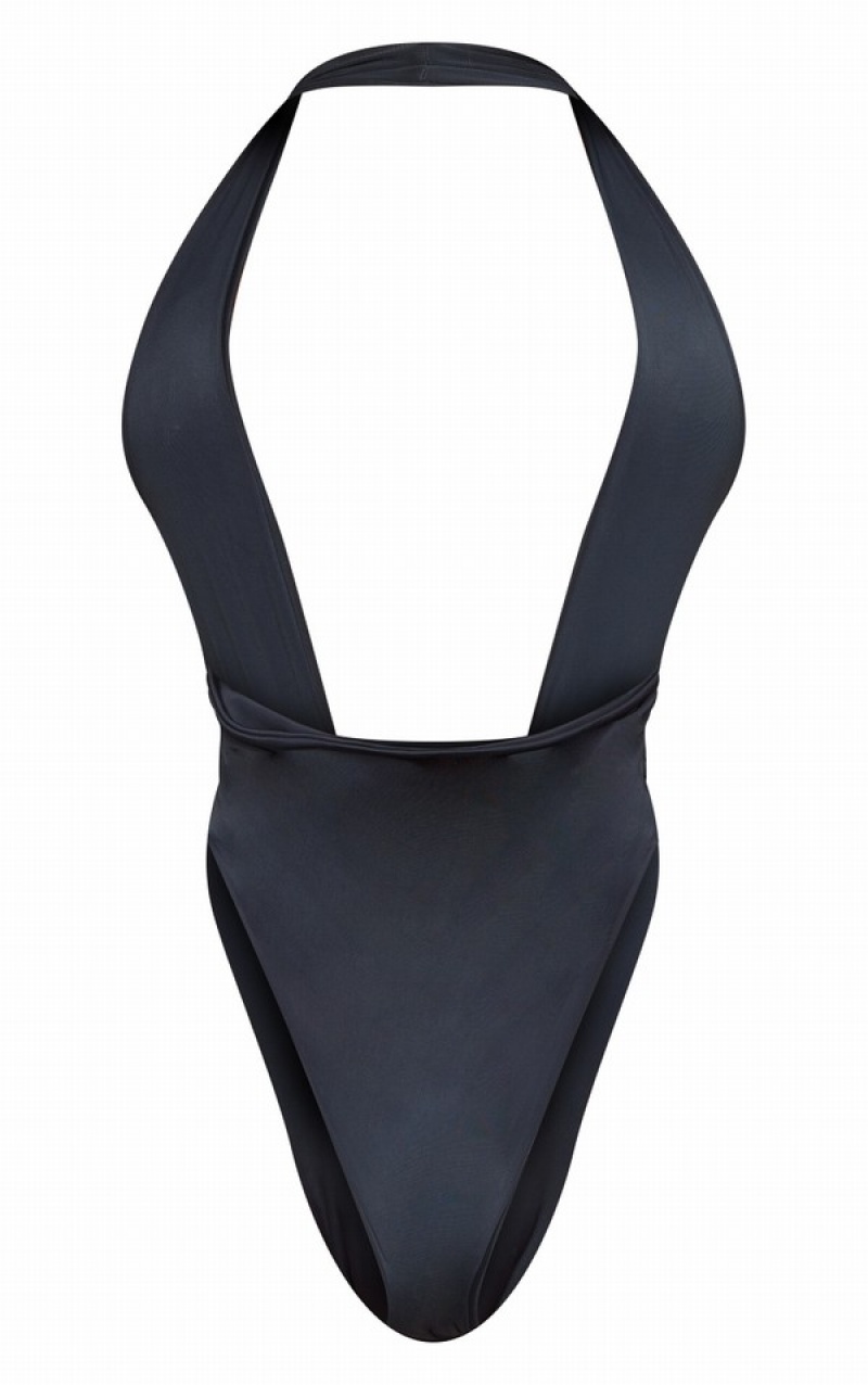 Costume De Baie Pretty Little Thing Plunge Detail Negrii | PLOK50129