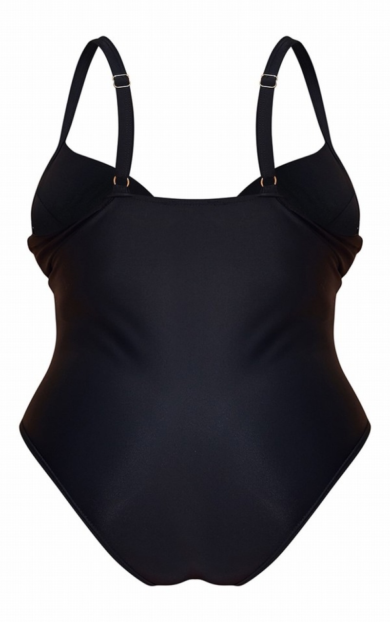 Costume De Baie Pretty Little Thing Plus Ruched Cupped Negrii | DRBP80241