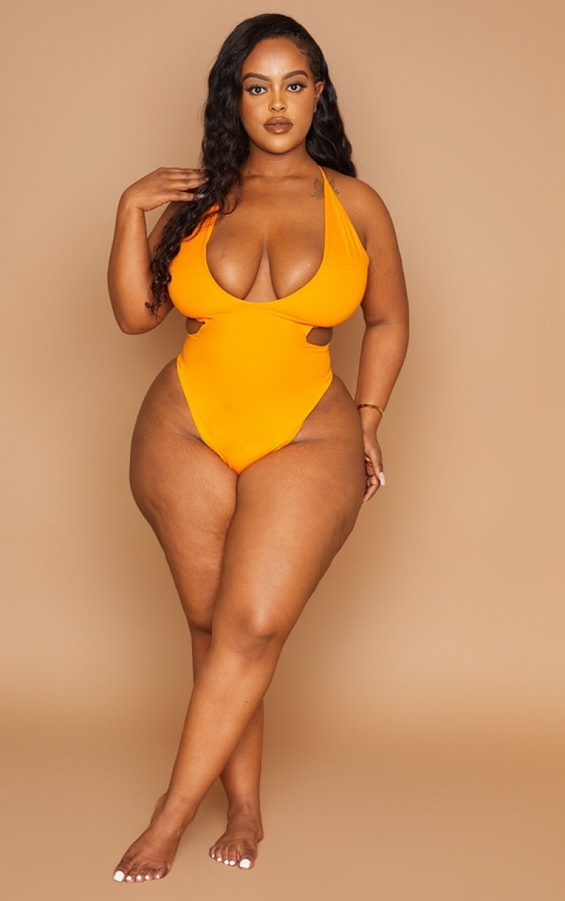 Costume De Baie Pretty Little Thing Plus Cross Front Cut Out Portocalii | BMPI51934