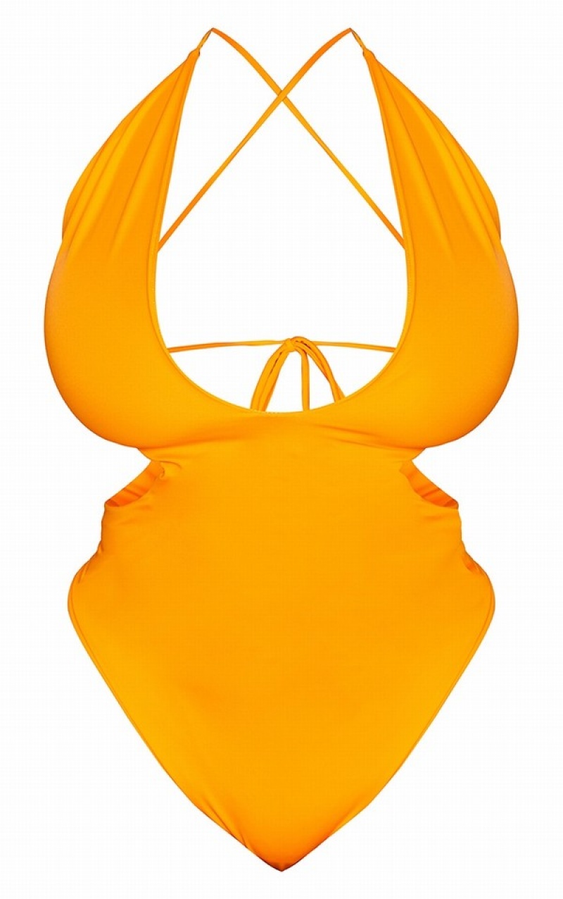 Costume De Baie Pretty Little Thing Plus Cross Front Cut Out Portocalii | BMPI51934