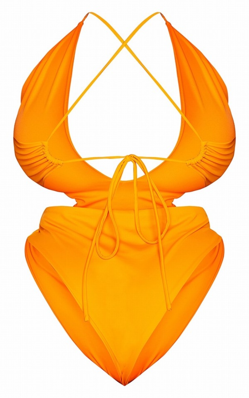 Costume De Baie Pretty Little Thing Plus Cross Front Cut Out Portocalii | BMPI51934