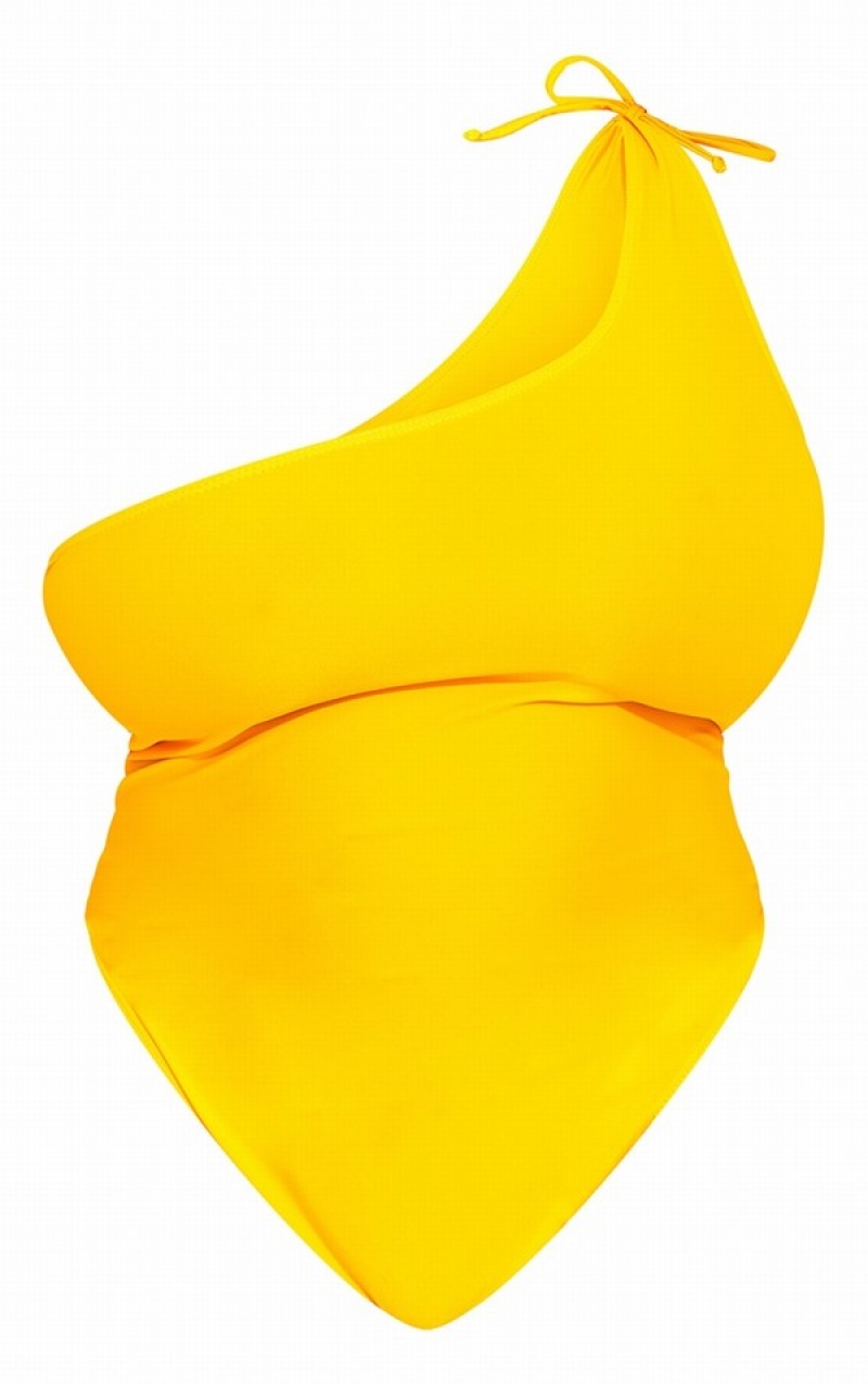 Costume De Baie Pretty Little Thing Plus One Shoulder Tie Detail Portocalii | BMFZ89041