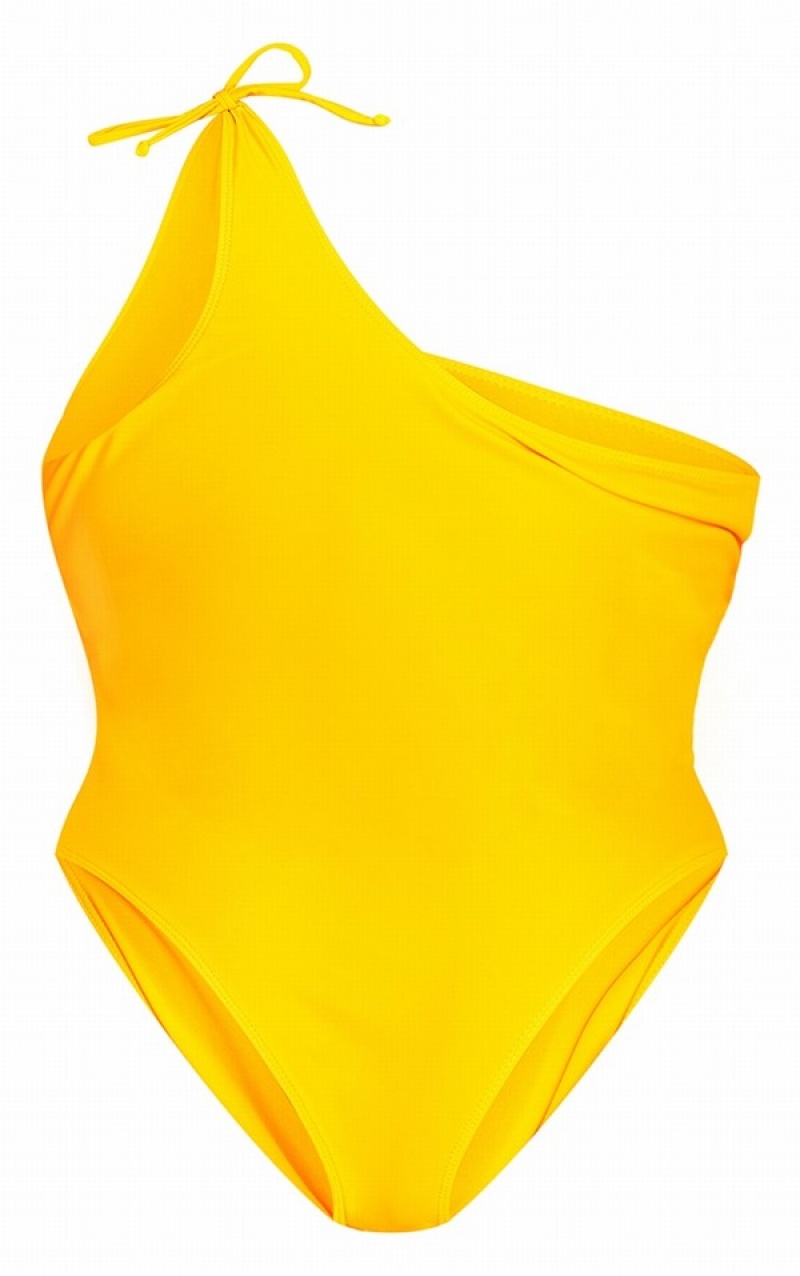 Costume De Baie Pretty Little Thing Plus One Shoulder Tie Detail Portocalii | BMFZ89041