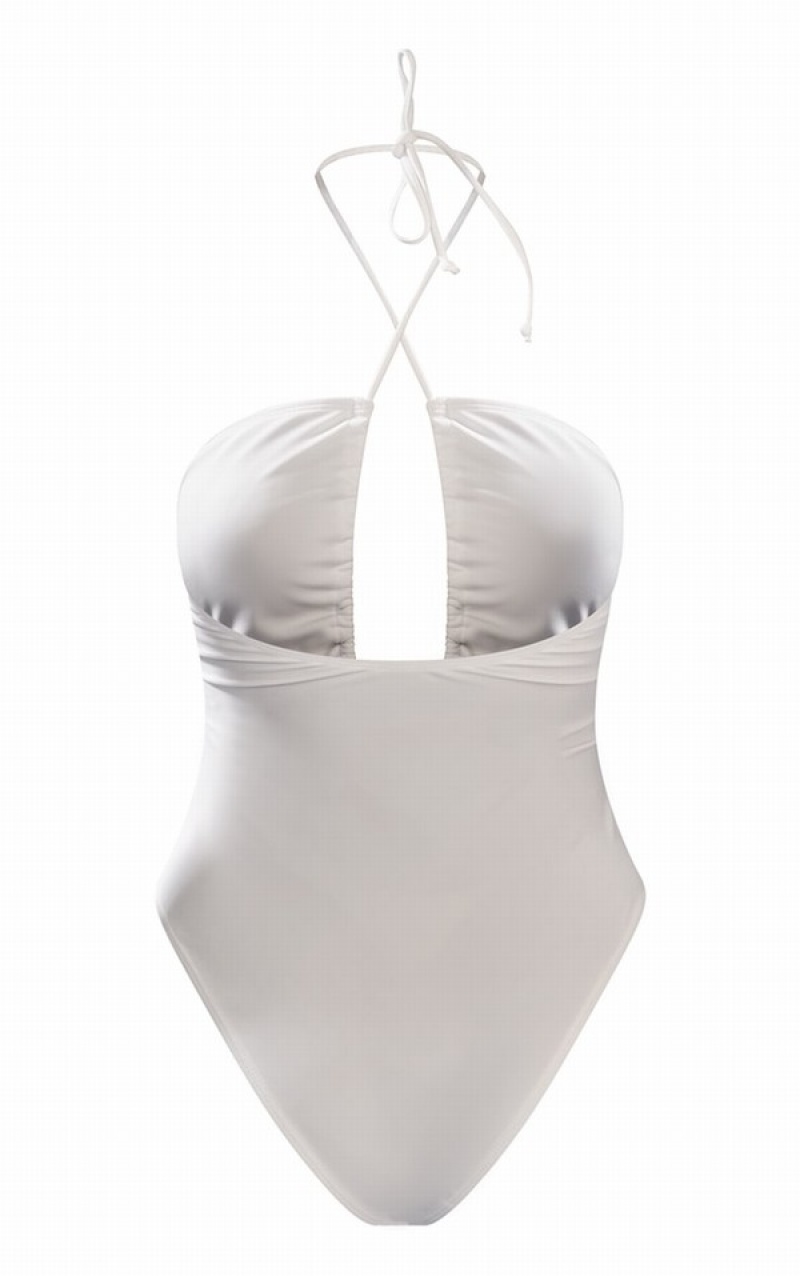Costume De Baie Pretty Little Thing Scoop Neck Ruched Albi | XNMJ19602