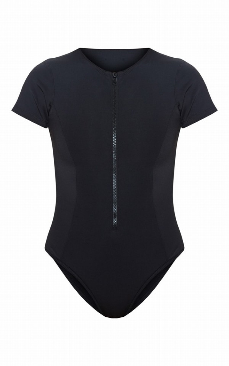 Costume De Baie Pretty Little Thing Scuba Zip Up Negrii | LMOU30754