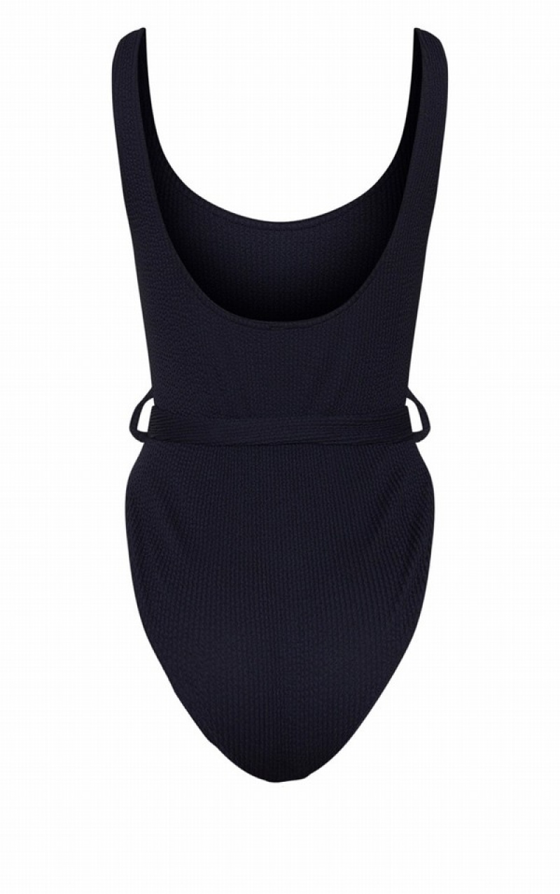 Costume De Baie Pretty Little Thing Tie Talie Crinkle Negrii | BGTE49156