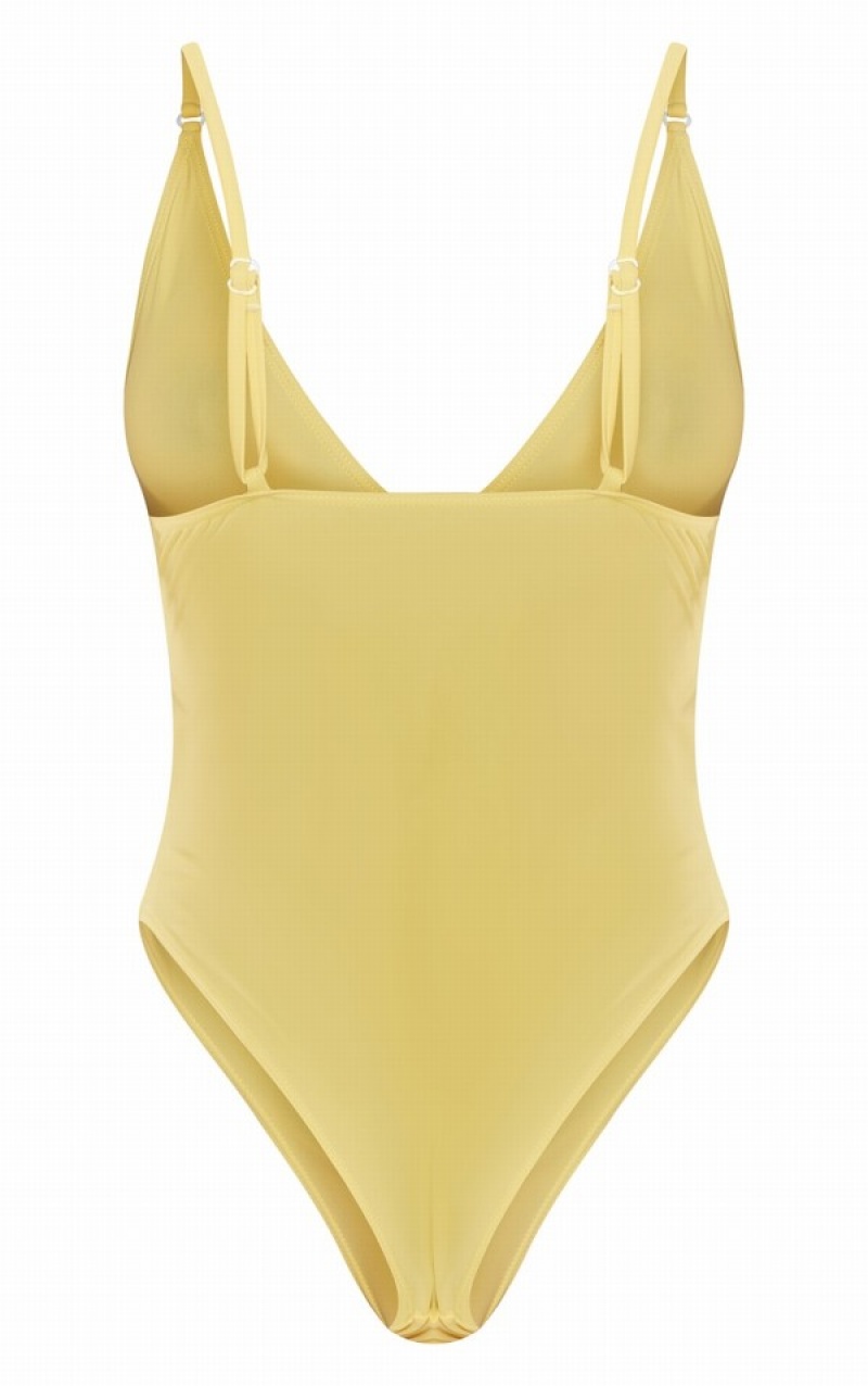 Costume De Baie Pretty Little Thing Yellow Basic Low Scoop Galbeni | WTSA84106