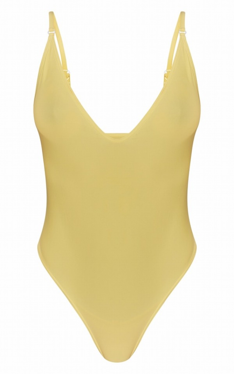 Costume De Baie Pretty Little Thing Yellow Basic Low Scoop Galbeni | WTSA84106